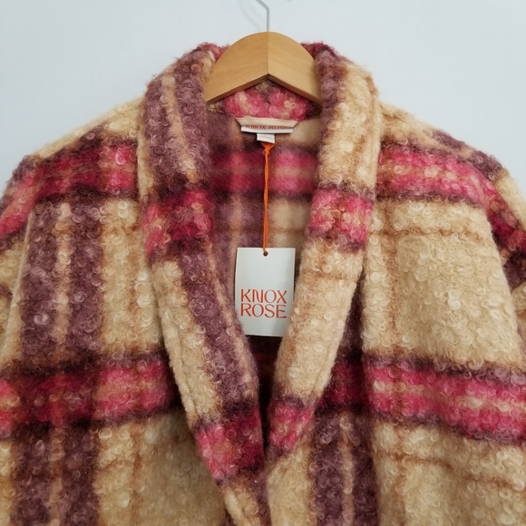 NWT Knox Rose Burgundy Check Print Jacket Size Large - Picture 4 of 12